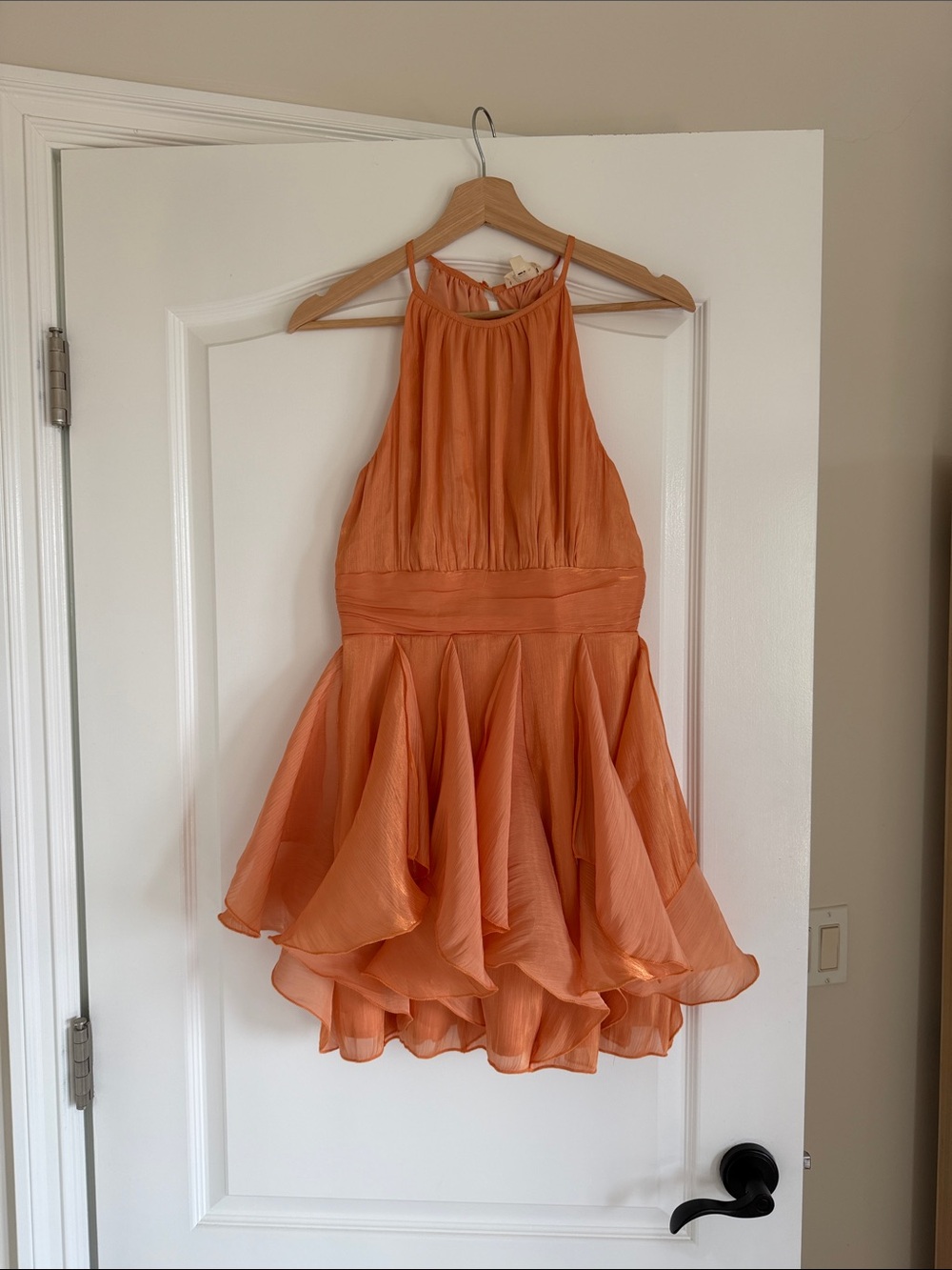 Vici Orange Halter Fit-and-Flare Party Dress